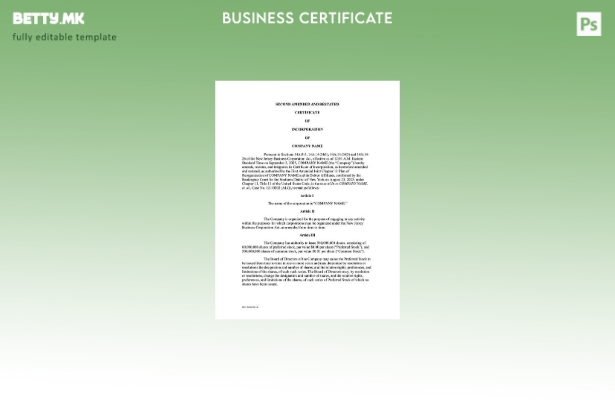 модерен стил САД Њу Џерси сертификат за инкорпорација Шаблон за Word и PDF